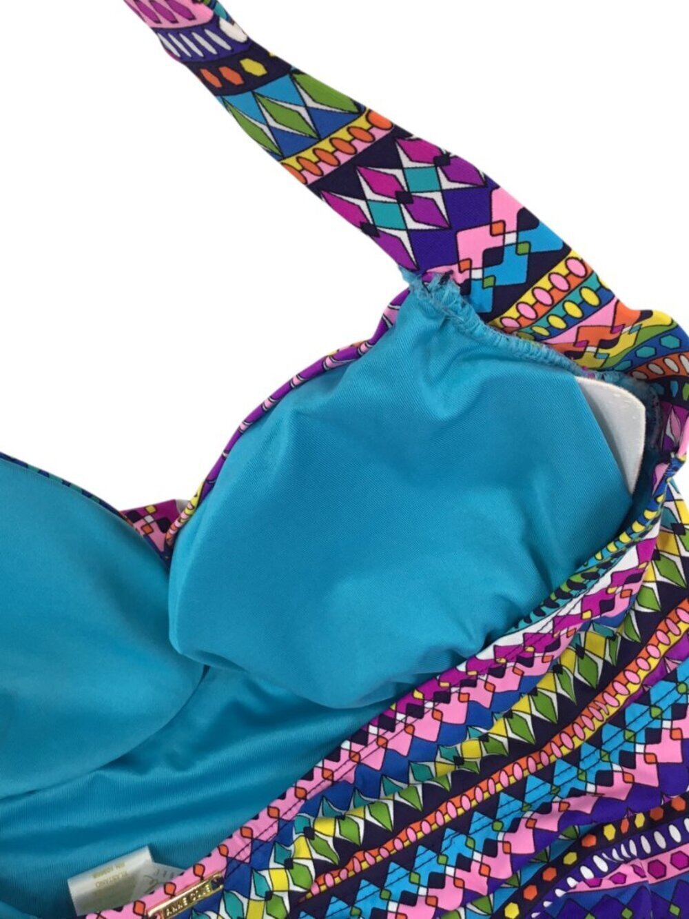 Ann Cole NWT Tankini Halter Size 38 B/C Ruched Front Removable Cup Bright Colors - Picture 8 of 9